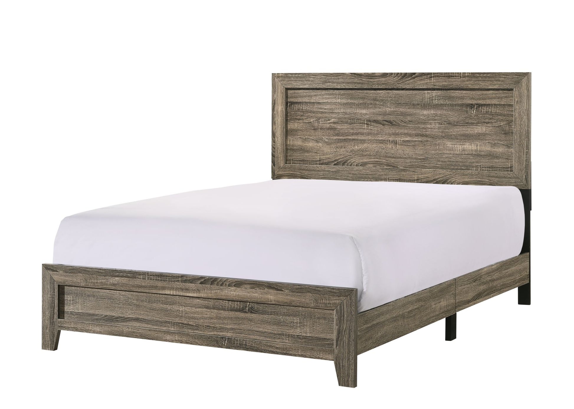 Grey Finish Fabric 1pc Queen Size Panel Bed Beautiful Wooden Bedroom Furniture Contemporary Style image 2