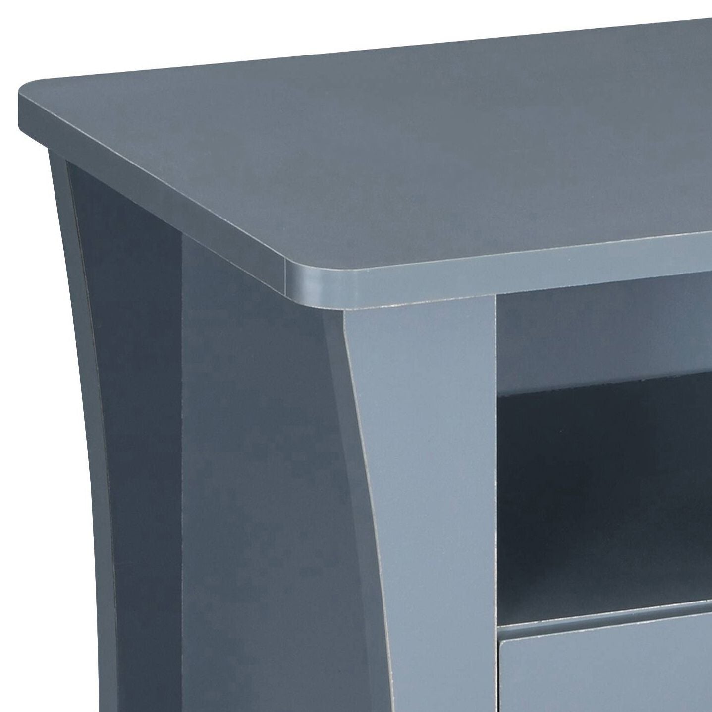 Grey Nightstand with 2 Drawers and Open Shelving image 6