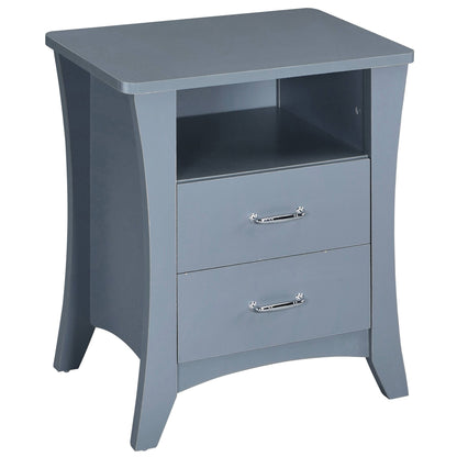 Grey Nightstand with 2 Drawers and Open Shelving image 2