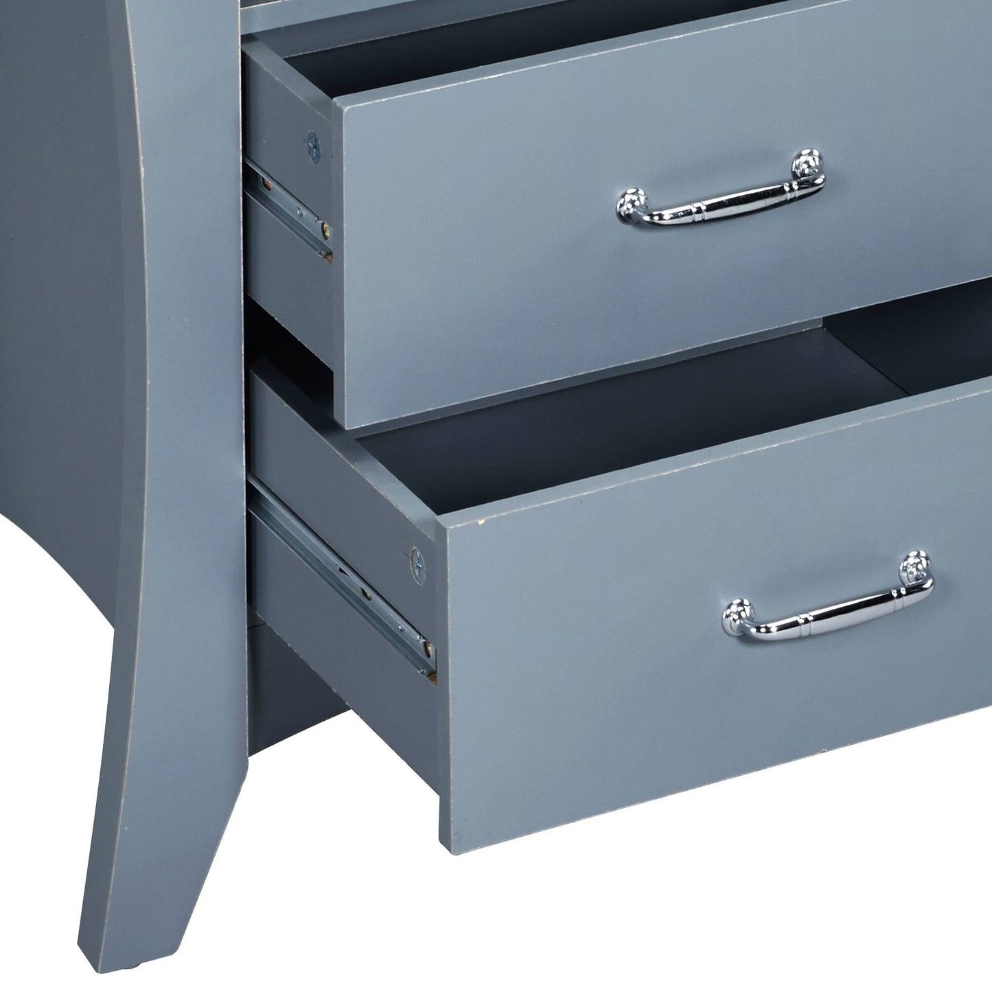 Grey Nightstand with 2 Drawers and Open Shelving image 7