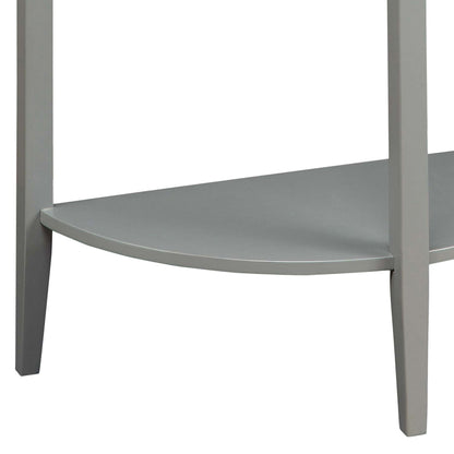 Grey Oak and Grey Half Moon Console Table with Bottom Shelf image 6