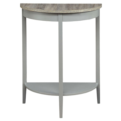 Grey Oak and Grey Half Moon Console Table with Bottom Shelf image 2
