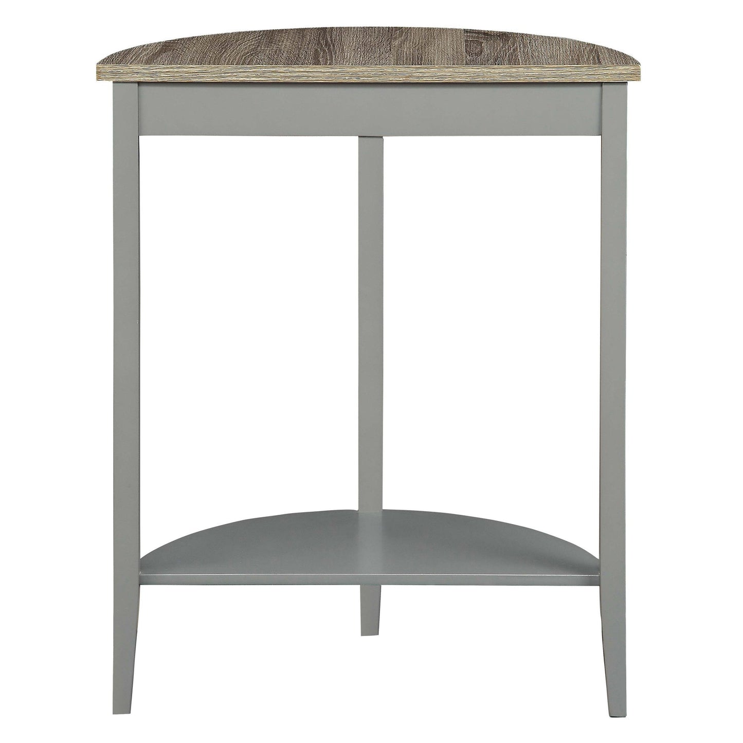 Grey Oak and Grey Half Moon Console Table with Bottom Shelf image 3