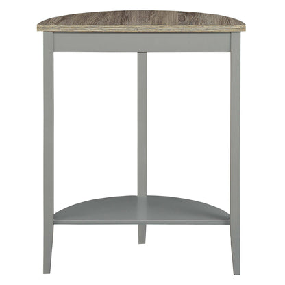 Grey Oak and Grey Half Moon Console Table with Bottom Shelf image 3