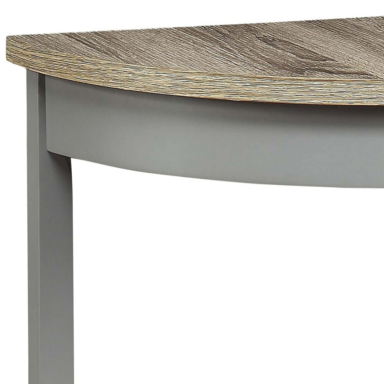 Grey Oak and Grey Half Moon Console Table with Bottom Shelf image 4