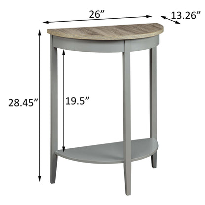 Grey Oak and Grey Half Moon Console Table with Bottom Shelf image 7