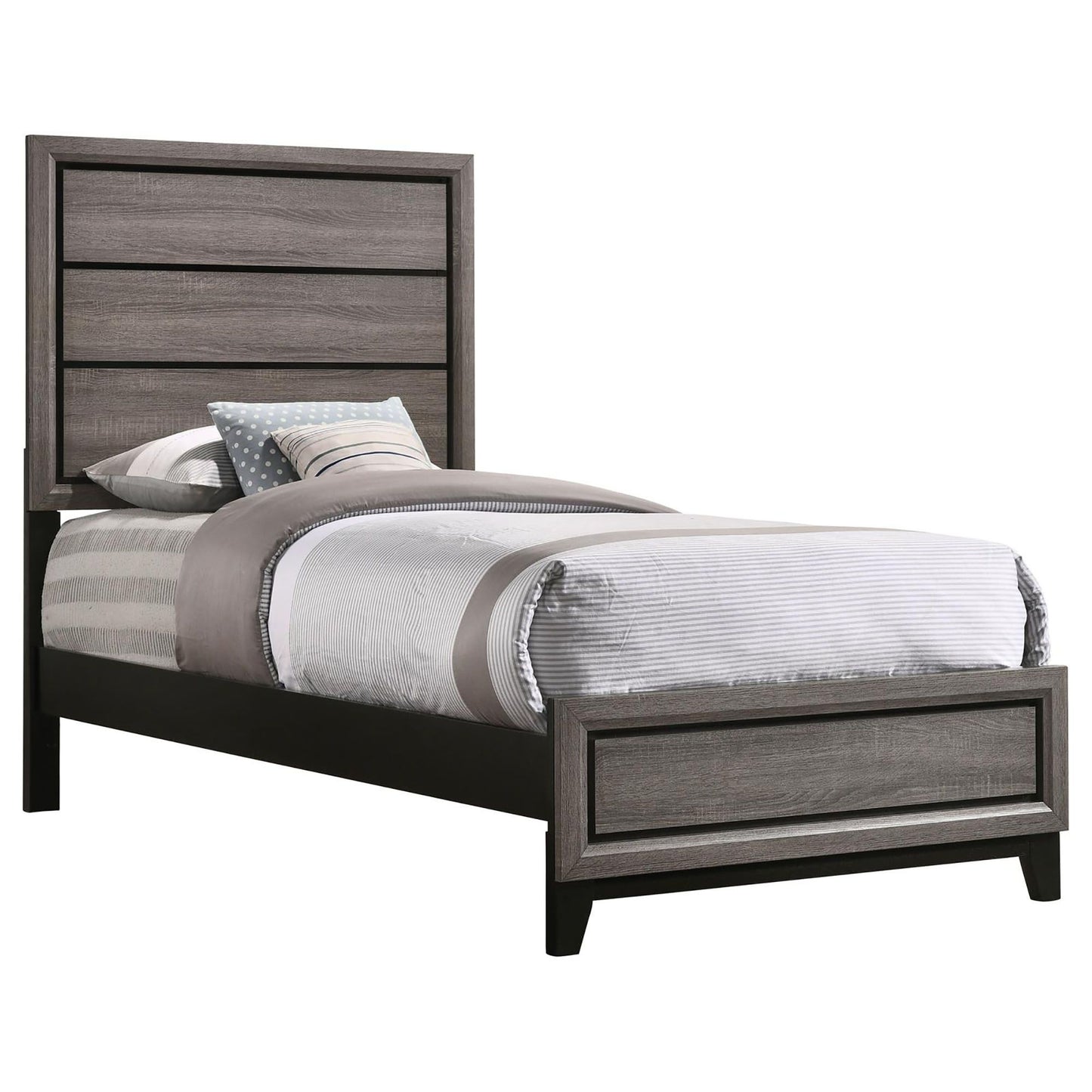 Grey Oak Twin Panel Bed image 2