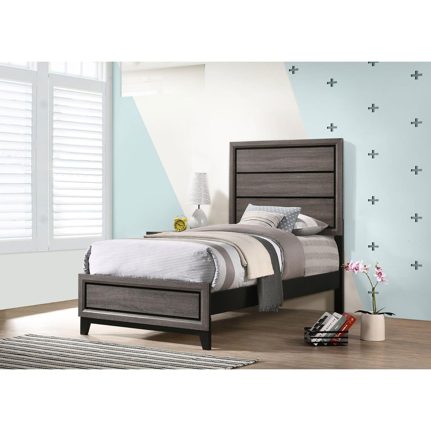 Grey Oak Twin Panel Bed image 1