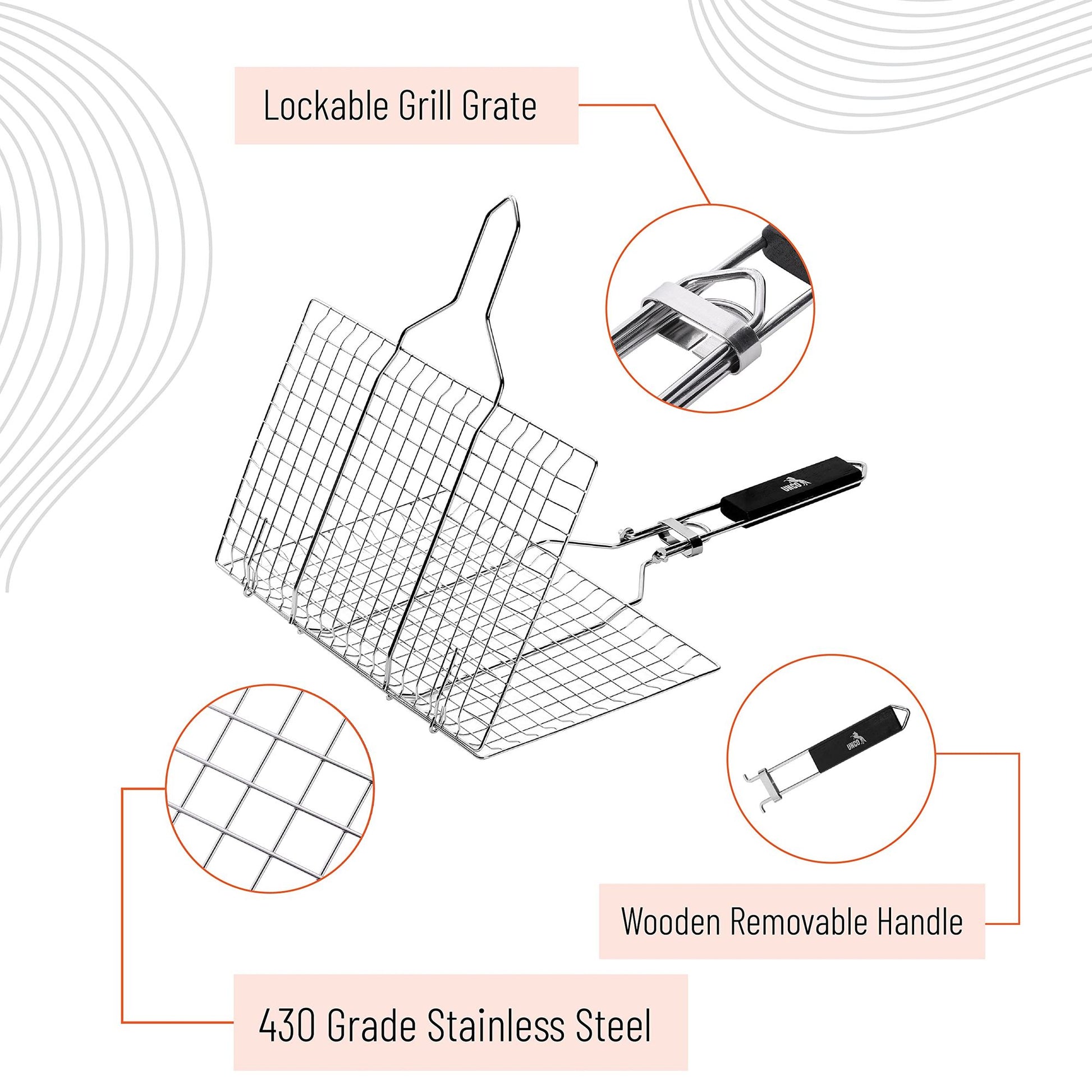 Grill Basket, Stainless Steel, Fish Grill Baskets for Outdoor Grill, Vegetable Grill Basket, BBQ Grill Basket, Fish Bask image 4