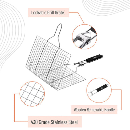 Grill Basket, Stainless Steel, Fish Grill Baskets for Outdoor Grill, Vegetable Grill Basket, BBQ Grill Basket, Fish Bask image 4