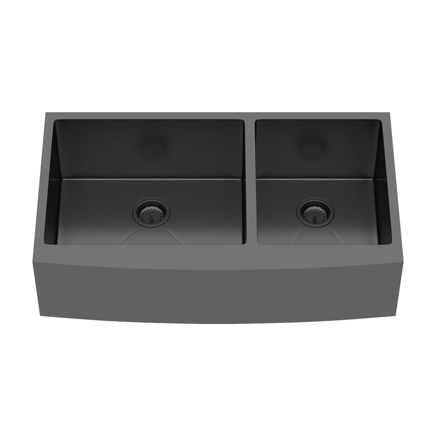 Gunmetal Black Double Bowl (60/40) Farmhouse Sink- 33"x21"x10"Stainless Steel Apron Front Kitchen Sink 16 Gauge with Two image 10
