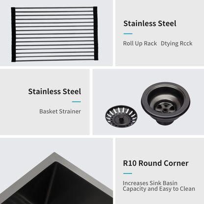 Gunmetal Black Double Bowl (60/40) Farmhouse Sink- 33"x21"x10"Stainless Steel Apron Front Kitchen Sink 16 Gauge with Two image 7