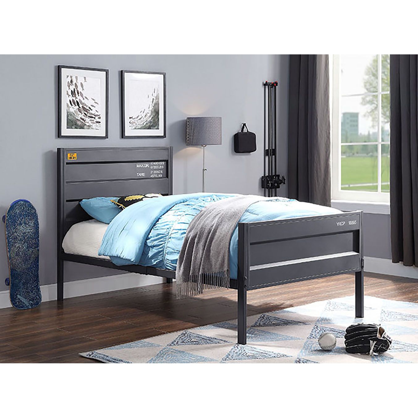 Gunmetal Twin Platform Bed image 1