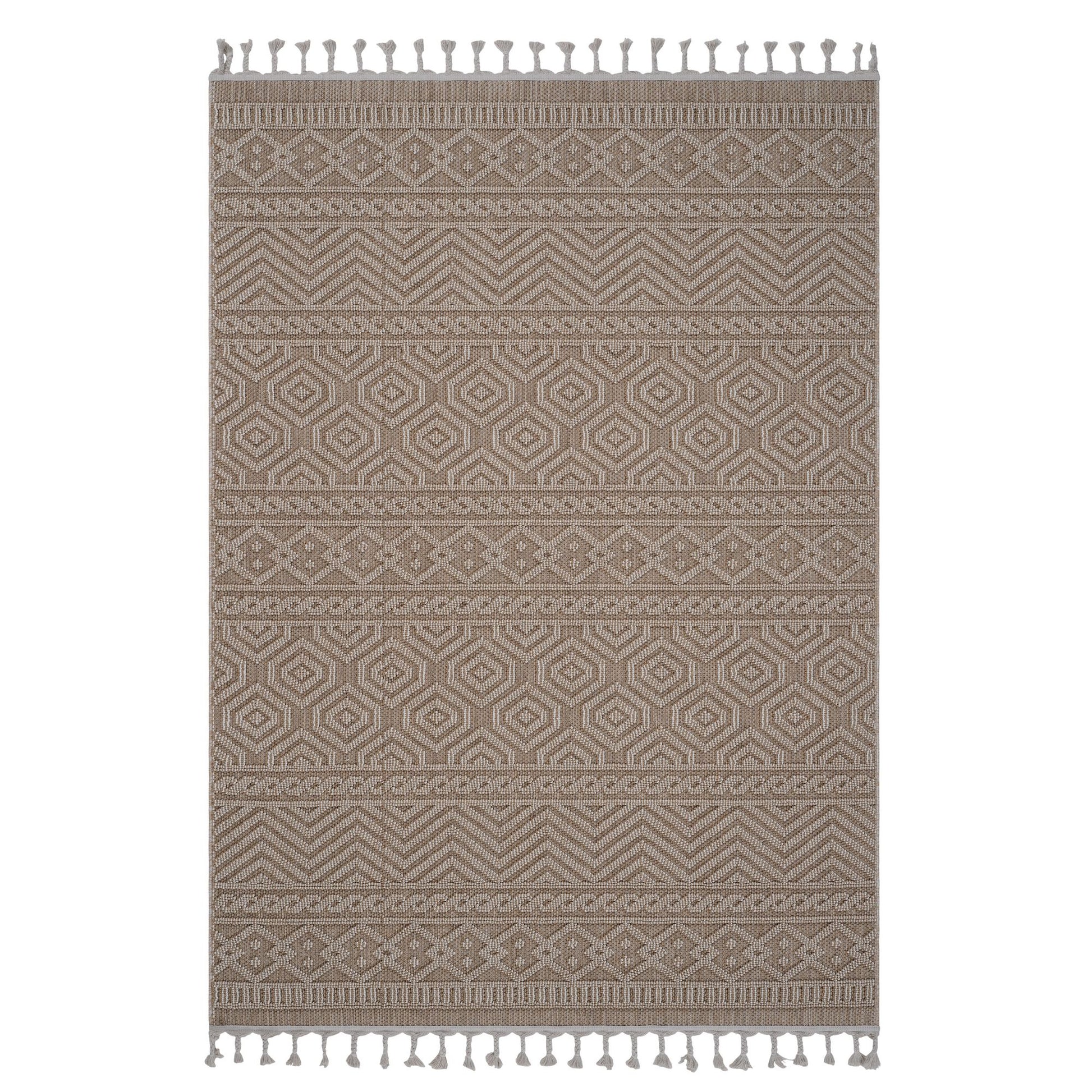 Guros Collection 4X6 Mocha / Geometric Indoor/ Outdoor Area Rug image 1