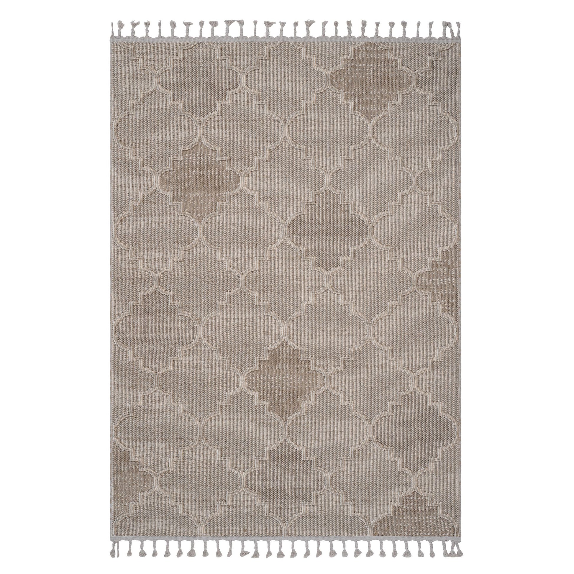 Guros Collection 5X7 Cream / Trellis Indoor / Outdoor Area Rug image 1