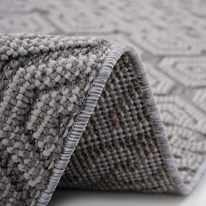 Guros Collection 5X7 Grey / White / Geometric Indoor / Outdoor Area Rug image 3