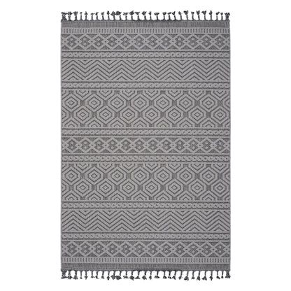 Guros Collection 5X7 Grey / White / Geometric Indoor / Outdoor Area Rug image 1