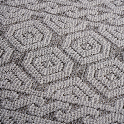 Guros Collection 5X7 Grey / White / Geometric Indoor / Outdoor Area Rug image 4