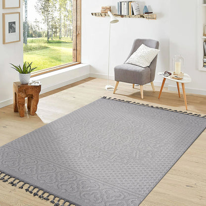 Guros Collection 5X7 White / Ivory / Medallion Indoor / Outdoor Area Rug image 2