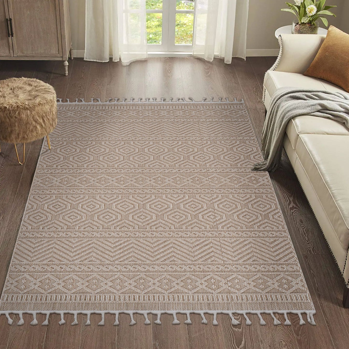 Guros Collection 6X9 Mocha / Geometric Indoor / Outdoor Area Rug image 2