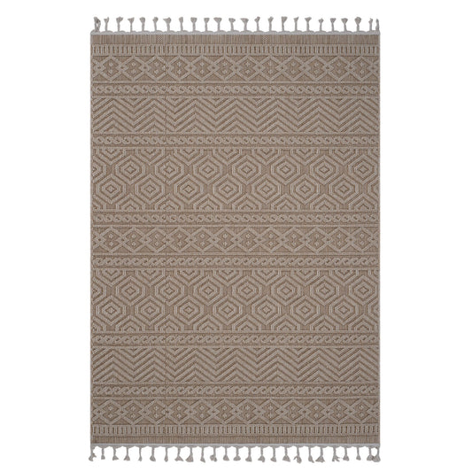 Guros Collection 6X9 Mocha / Geometric Indoor / Outdoor Area Rug image 1