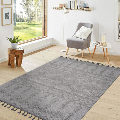 Guros Collection 6X9 White / White / Traditional Indoor / Outdoor Area Rug image 2