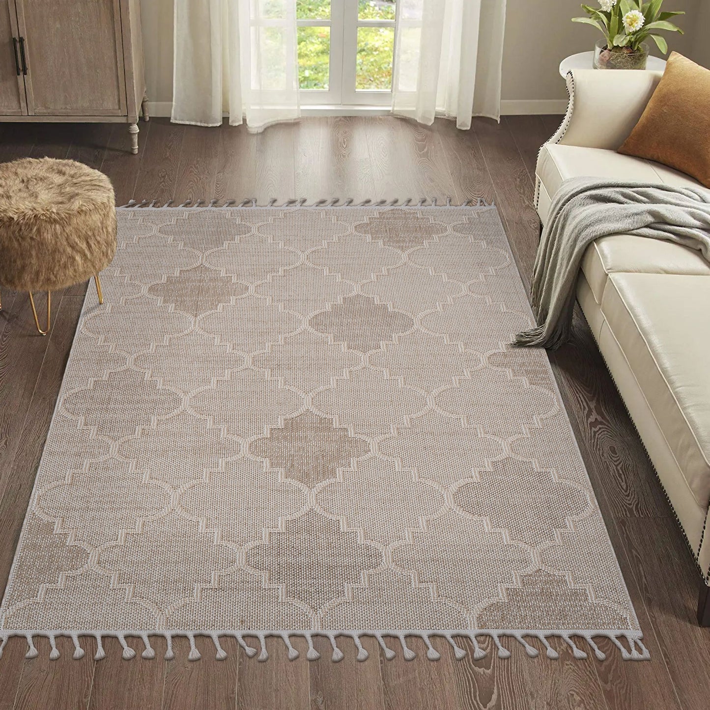 Guros Collection 8X10 Cream / Trellis Indoor / Outdoor Area Rug image 2