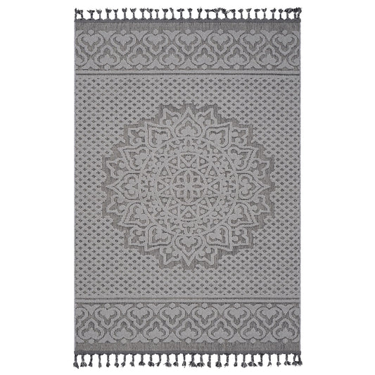 Guros Collection 8X10 Gray / White / Medallion Indoor / Outdoor Area Rug image 1