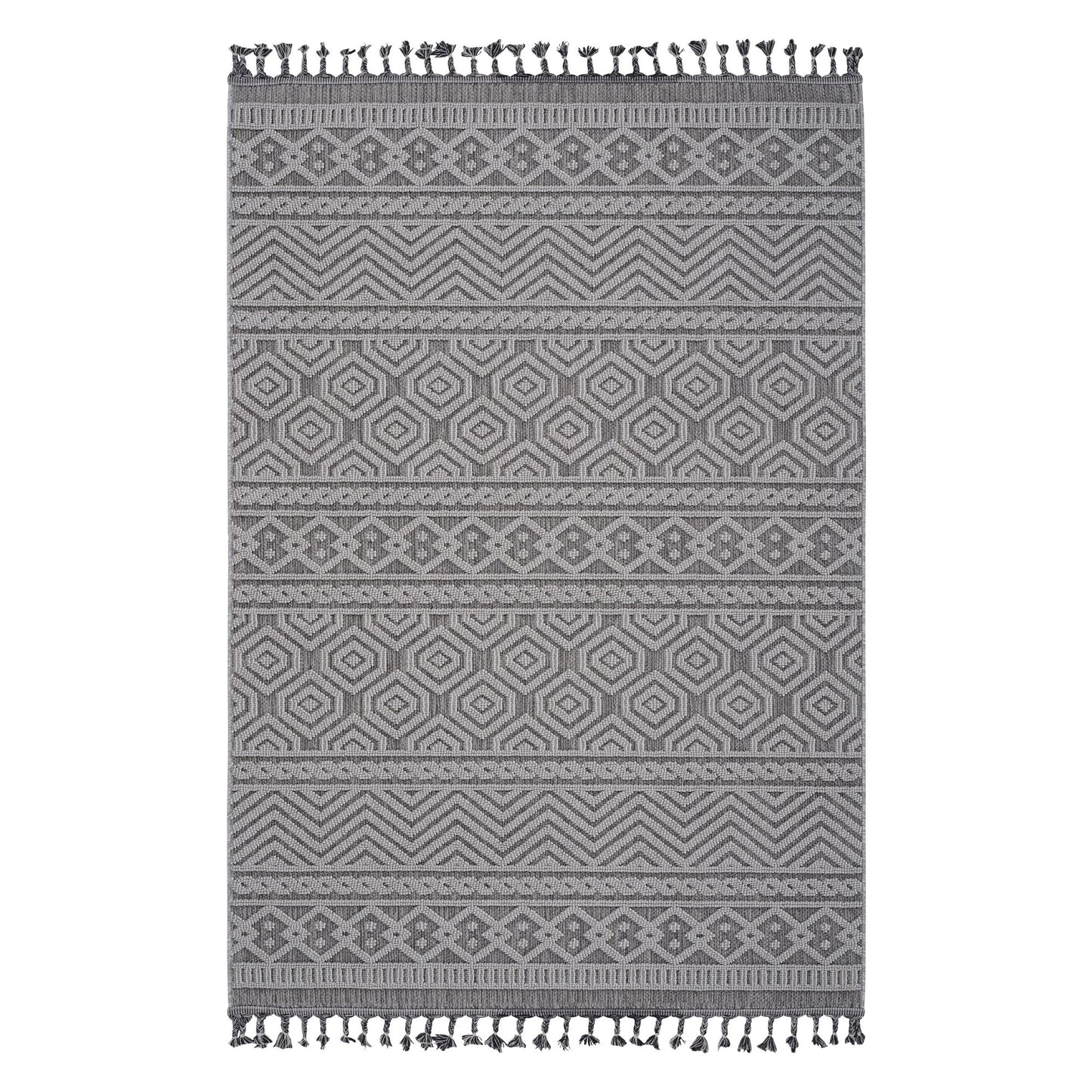 Guros Collection 8X10 Grey / White / Geometric Indoor / Outdoor Area Rug image 1