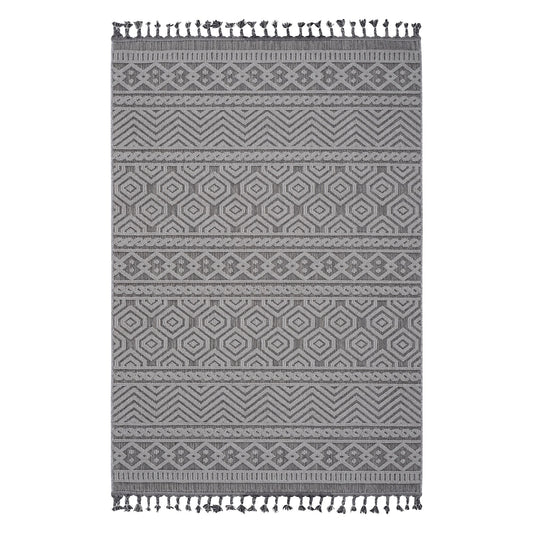 Guros Collection 8X10 Grey / White / Geometric Indoor / Outdoor Area Rug image 1