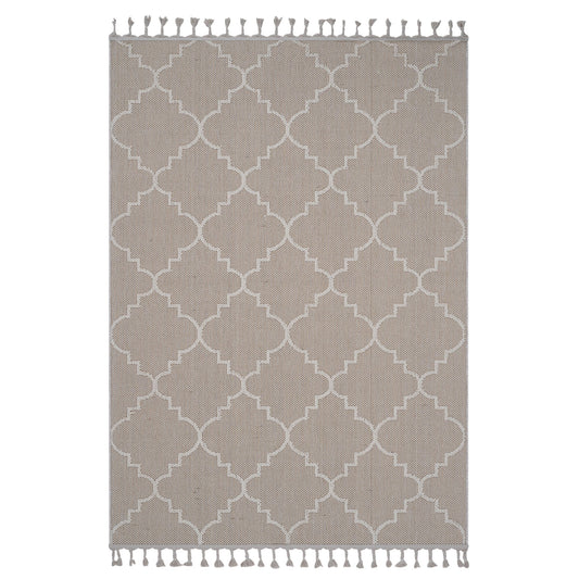 Guros Collection 8X10 Ivory / Trellis Indoor / Outdoor Area Rug image 1