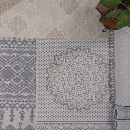 Guros Collection 8X10 Ivory / Trellis Indoor / Outdoor Area Rug image 6