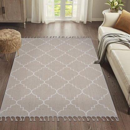 Guros Collection 8X10 Ivory / Trellis Indoor / Outdoor Area Rug image 2