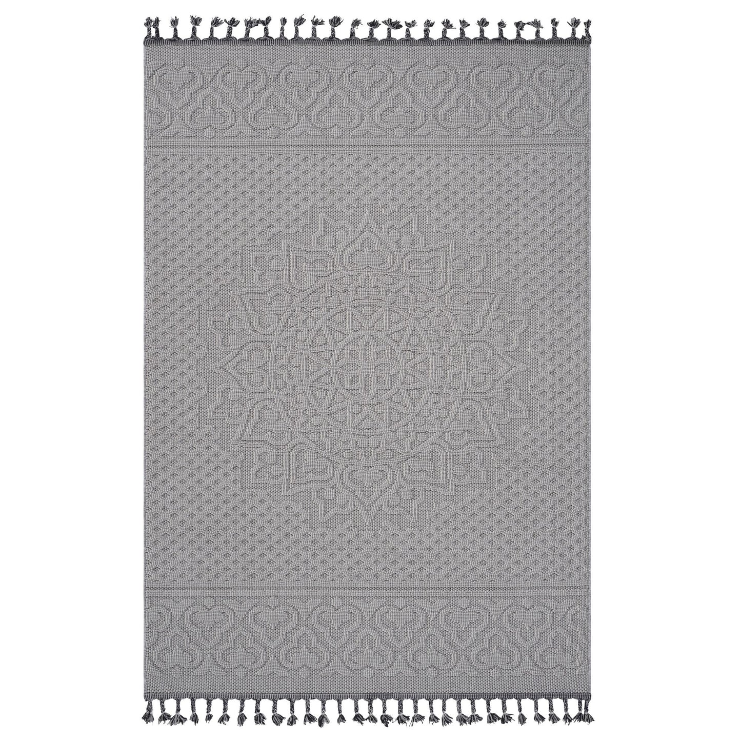 Guros Collection 8X10 White / Ivory / Medallion Indoor / Outdoor Area Rug image 1