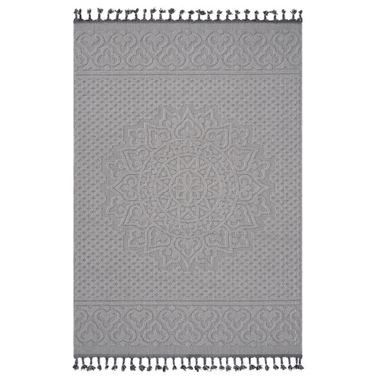 Guros Collection 8X10 White / Ivory / Medallion Indoor / Outdoor Area Rug image 1