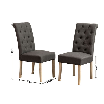 Habit Solid Wood Tufted Parsons Dining Chair, Set of 2, Charcoal image 10