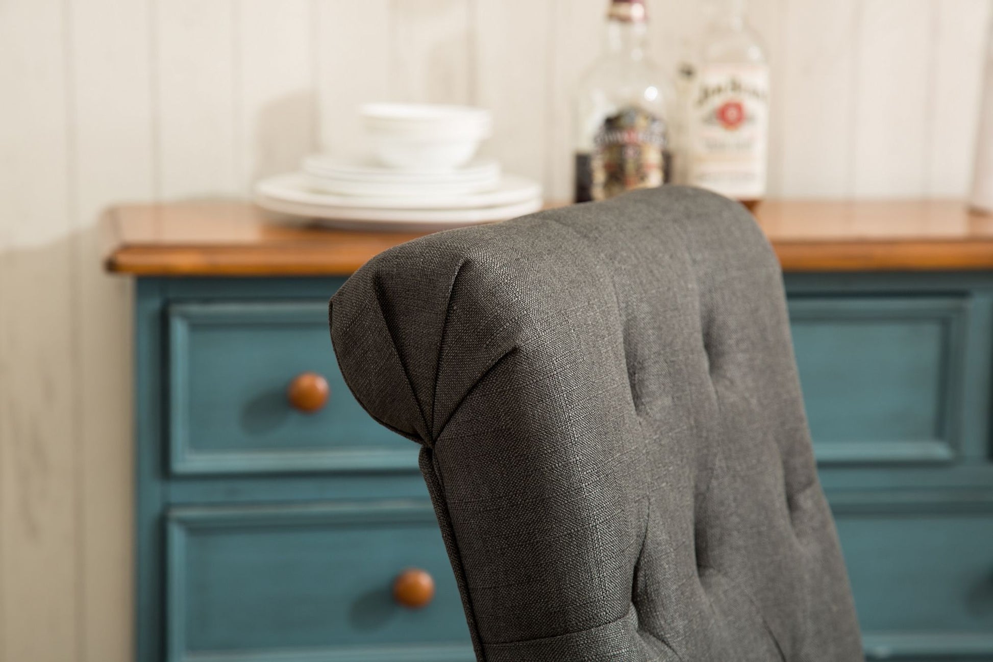 Habit Solid Wood Tufted Parsons Dining Chair, Set of 2, Charcoal image 6
