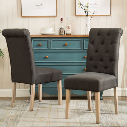 Habit Solid Wood Tufted Parsons Dining Chair, Set of 2, Charcoal image 2