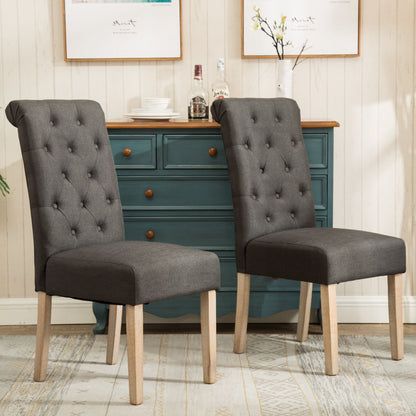 Habit Solid Wood Tufted Parsons Dining Chair, Set of 2, Charcoal image 3