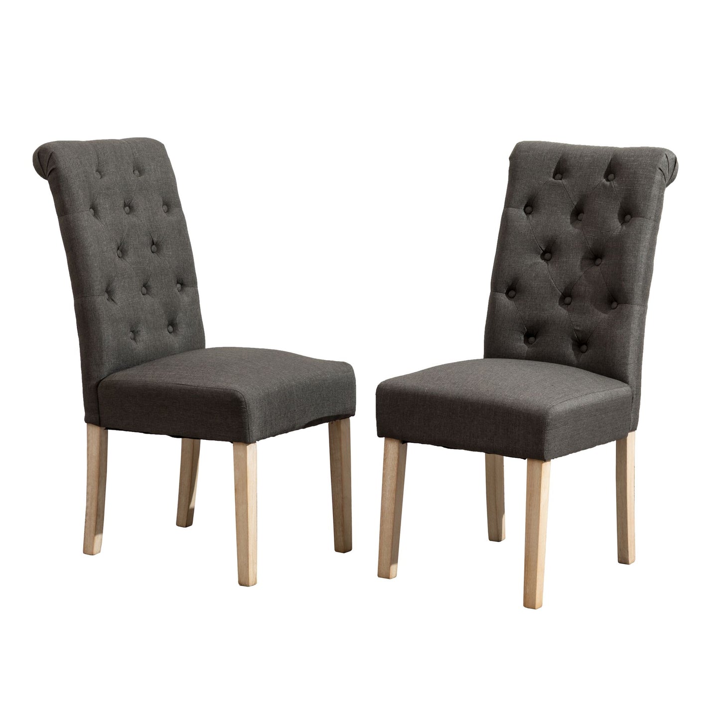 Habit Solid Wood Tufted Parsons Dining Chair, Set of 2, Charcoal image 9