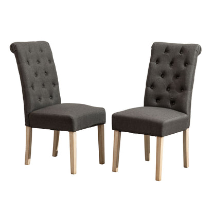 Habit Solid Wood Tufted Parsons Dining Chair, Set of 2, Charcoal image 9