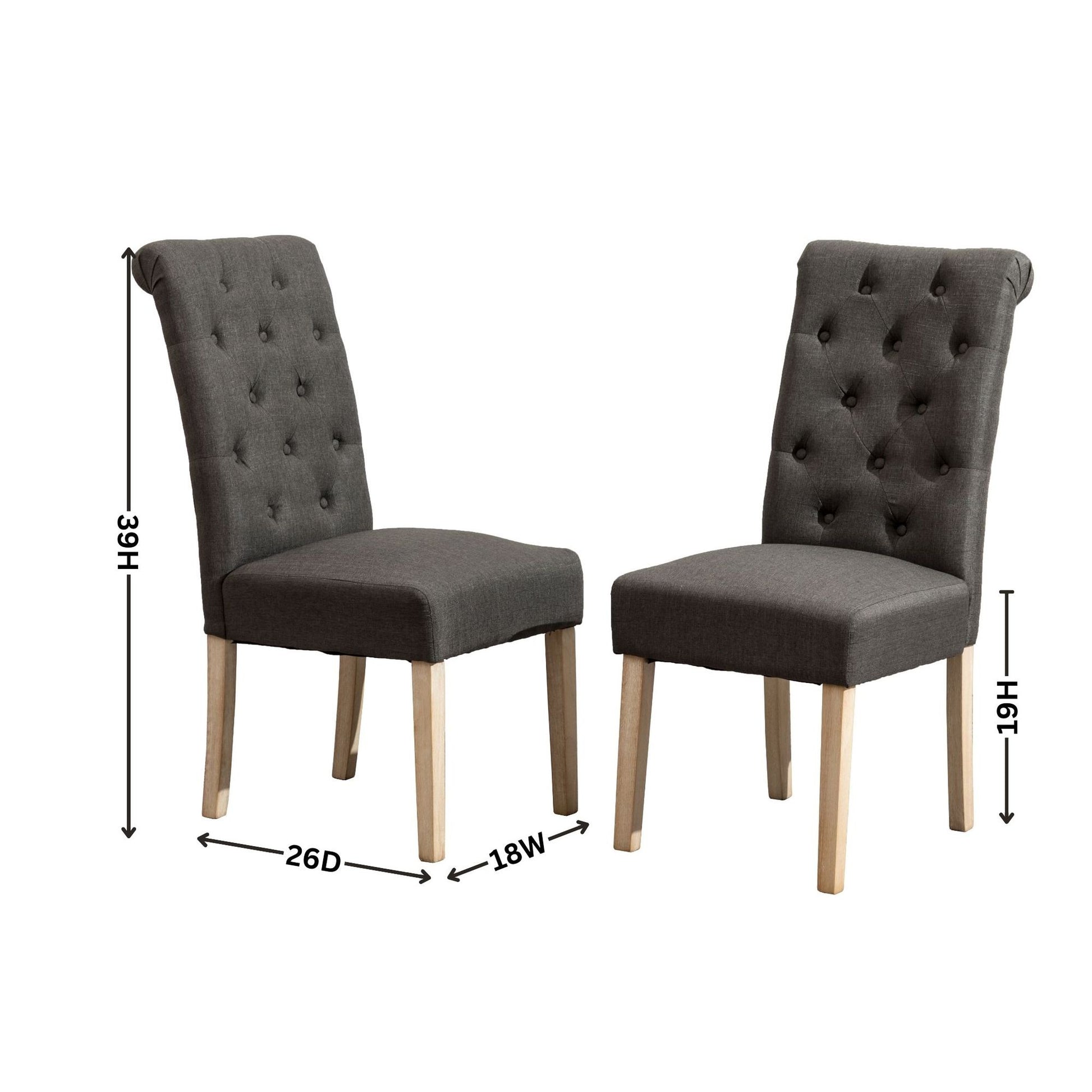Habit Solid Wood Tufted Parsons Dining Chair, Set of 2, Grey image 10