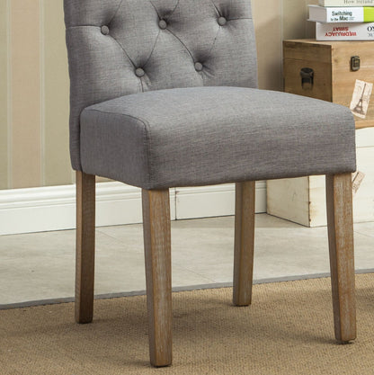 Habit Solid Wood Tufted Parsons Dining Chair, Set of 2, Grey image 8