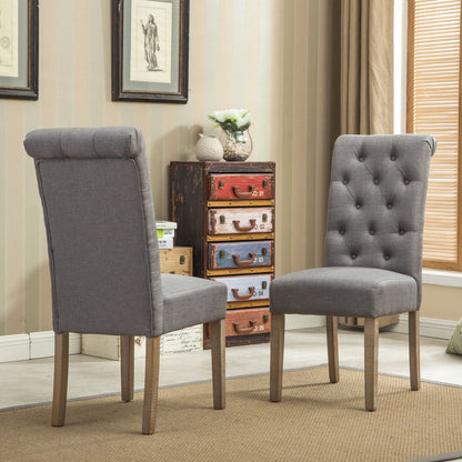 Habit Solid Wood Tufted Parsons Dining Chair, Set of 2, Grey image 4