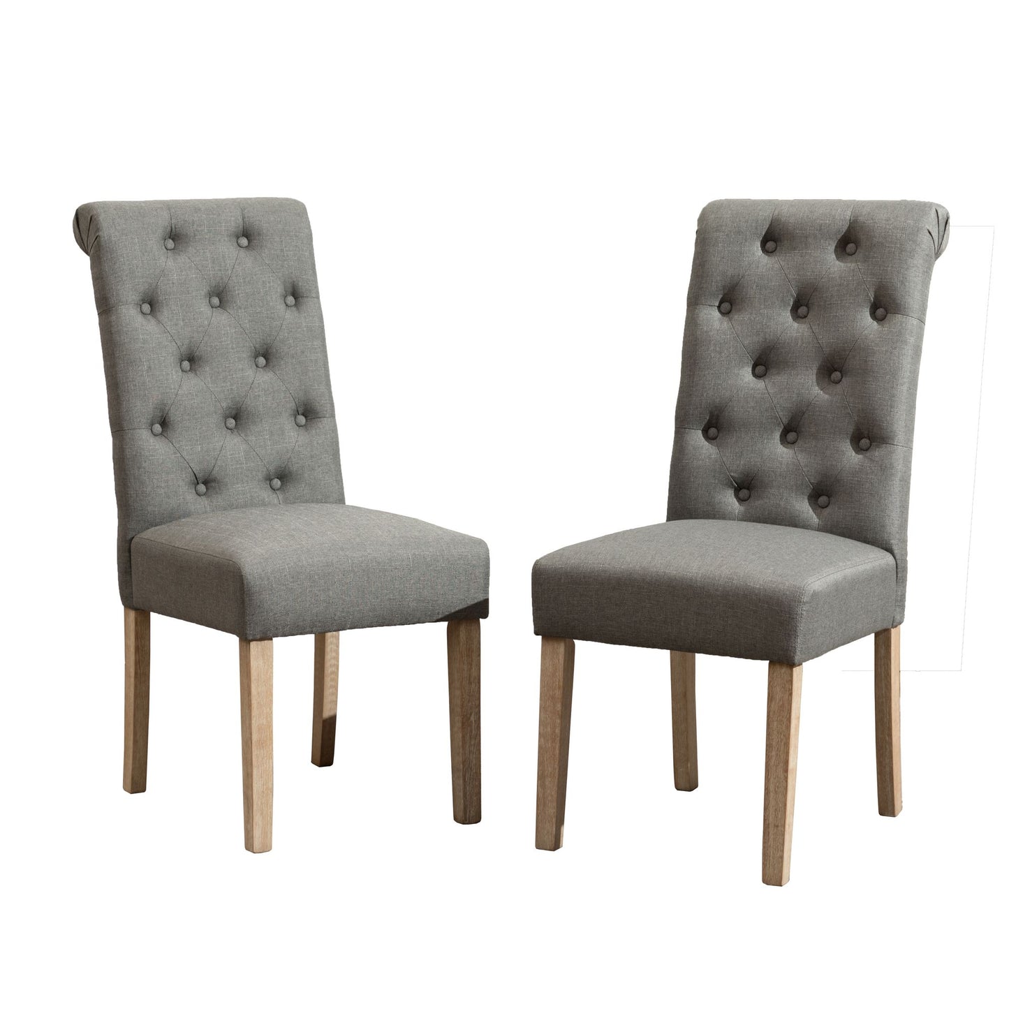Habit Solid Wood Tufted Parsons Dining Chair, Set of 2, Grey image 9