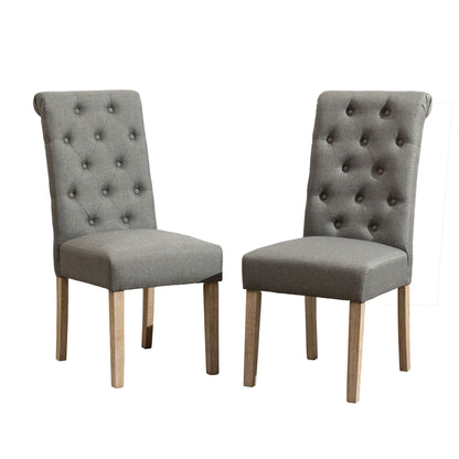 Habit Solid Wood Tufted Parsons Dining Chair, Set of 2, Grey image 9