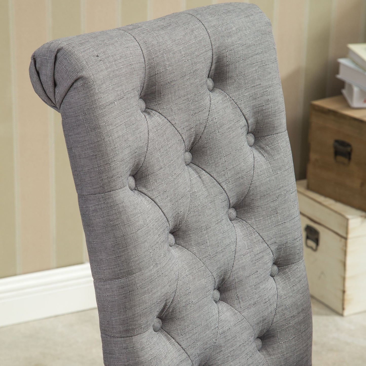 Habit Solid Wood Tufted Parsons Dining Chair, Set of 2, Grey image 5