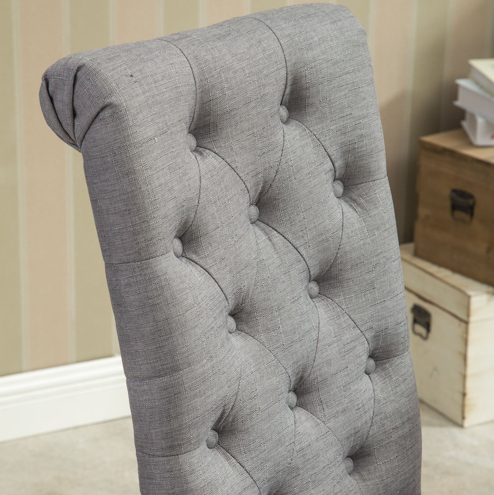 Habit Solid Wood Tufted Parsons Dining Chair, Set of 2, Grey image 5