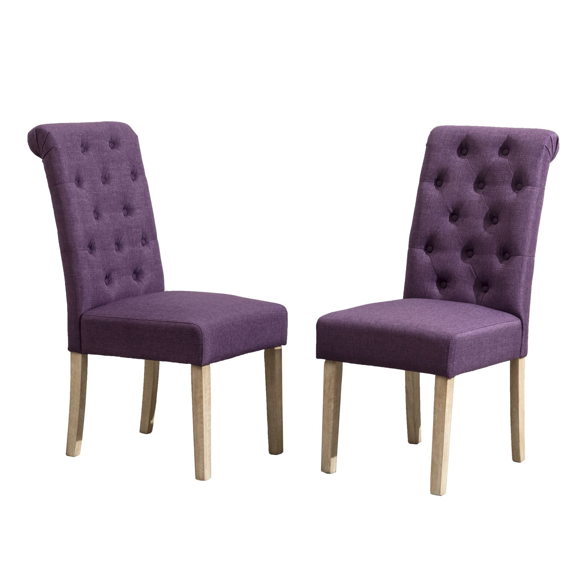 Habit Solid Wood Tufted Parsons Dining Chair, Set of 2, Purple image 9