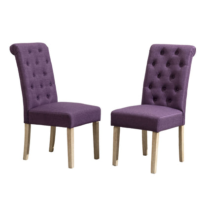 Habit Solid Wood Tufted Parsons Dining Chair, Set of 2, Purple image 9